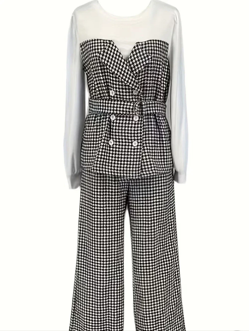 Houndstooth Two-Piece Pant Set 🤍🖤